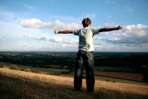 Boy on the top of hill